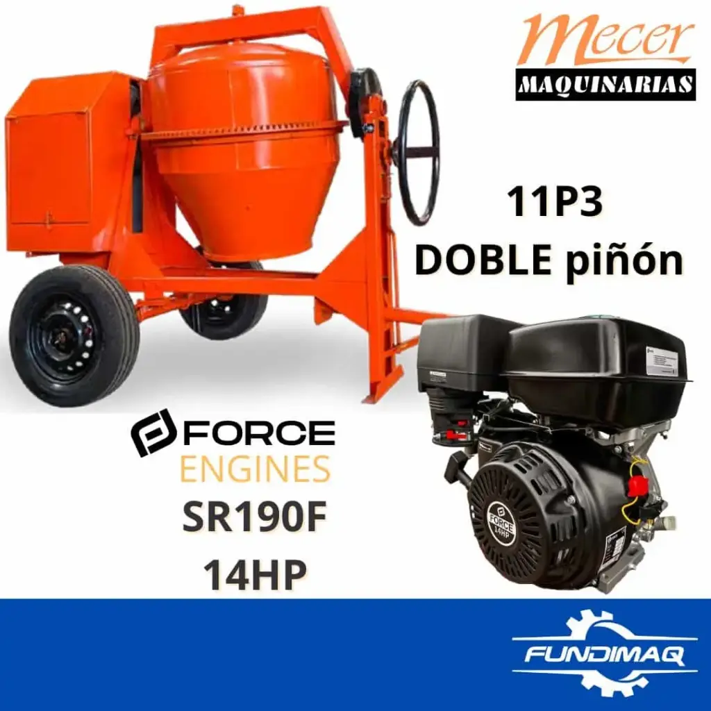 MEZCLADORA MECER 11P3 MOTOR FORCE SR190F 14HP