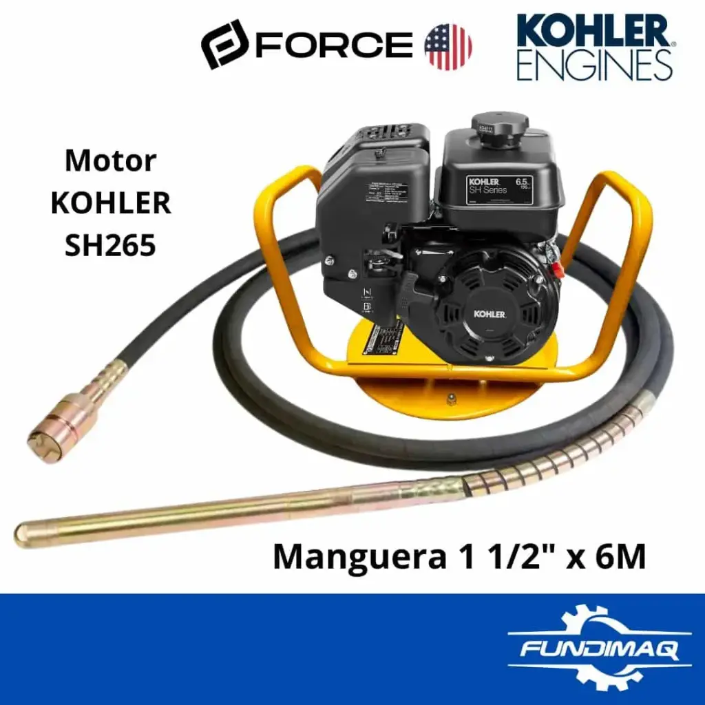 KIT VIBRADORA DE CONCRETO MOTOR KOHLER SH265 6.5HP  + MANGUERA FORCE 1.5" X 6M (38mm)