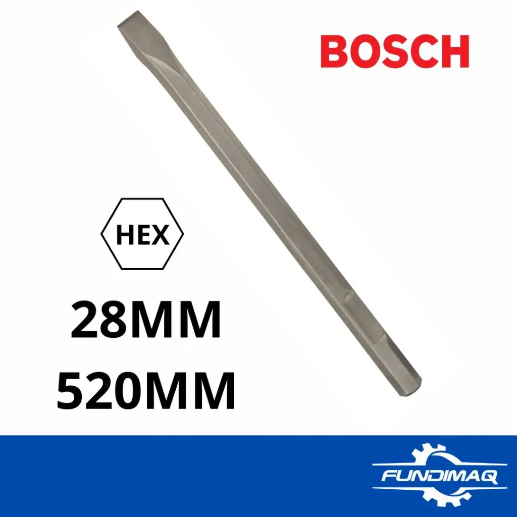 CINCEL HEX BOSCH 28mm x 520mm PUNTA  PLANA  MADE IN ITALY 