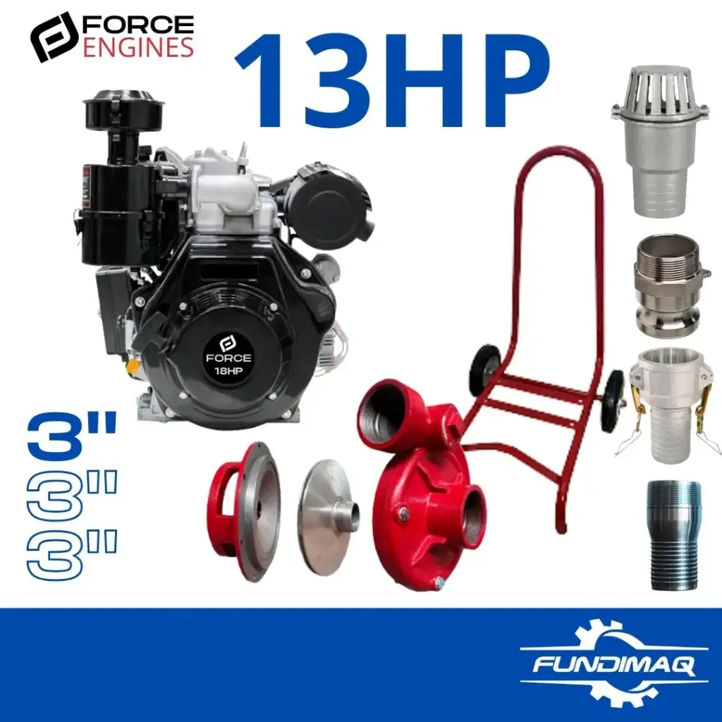 KIT MOTOBOMBA 3" WPX80 18HP FORCE 195FAE DIESEL ALTA PRESION