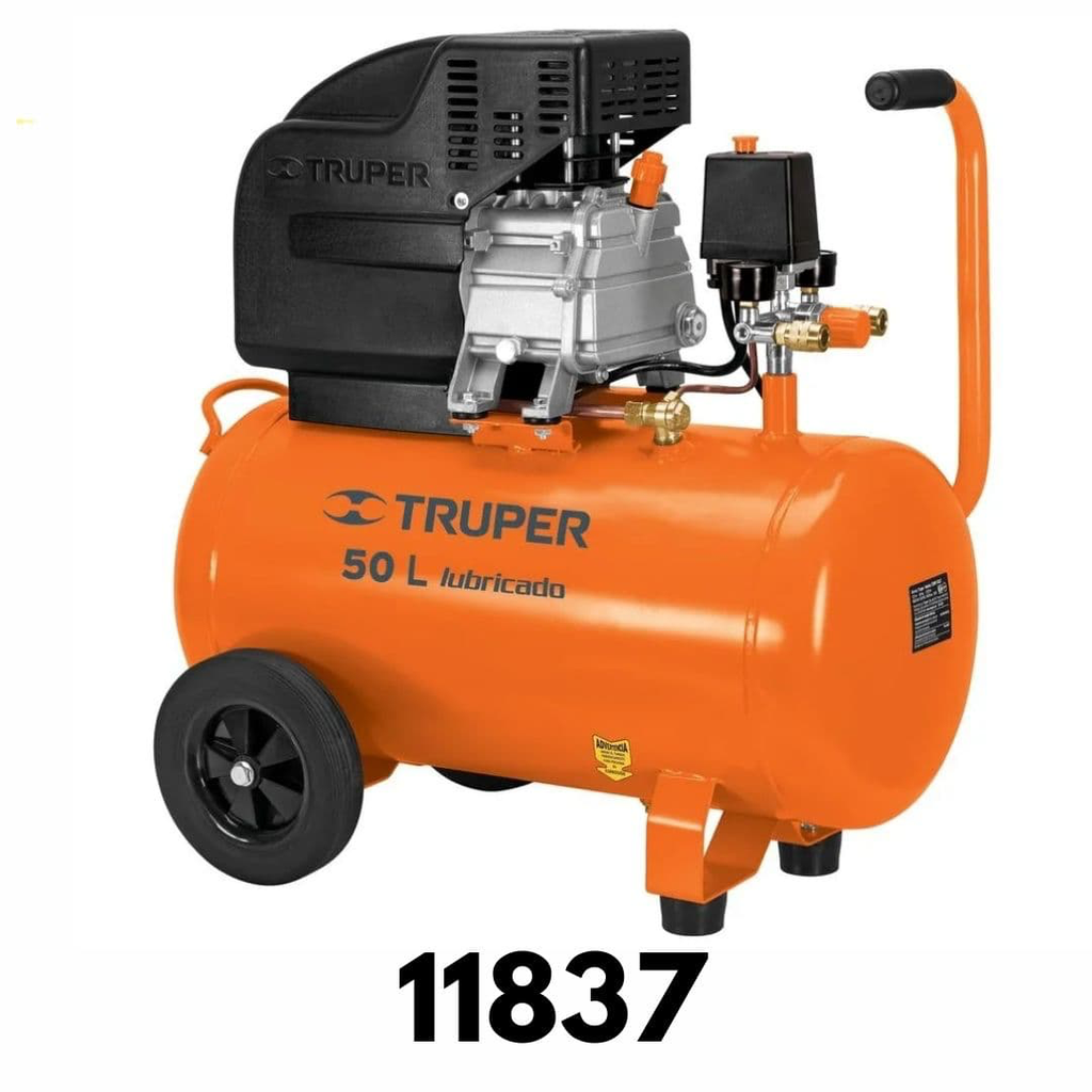 [11837] COMPRESORA 50L 3.5HP TRUPER 11837 COMP-50LT-260 COMPLETA MANGUERA Y PISTOLA