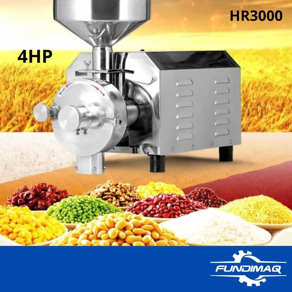 [HR3000] MOLINO GRANO A DISCO 4HP HR3000 ACERO INOX