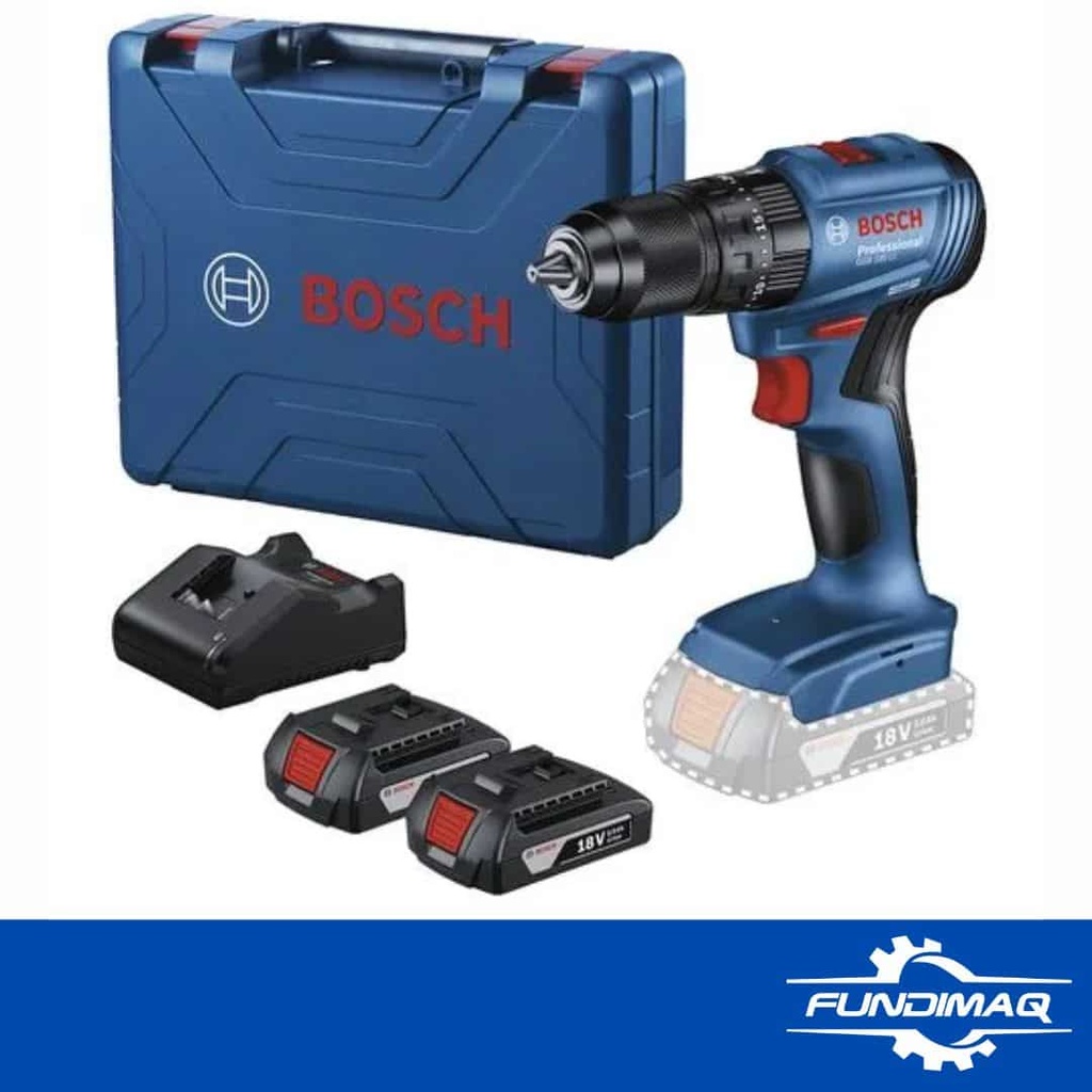 TALADRO PERCUTOR INALAMBRICO 18V BOSCH GSB 185 -LI DOBLE BATERIA Y MALETIN SIN CARBON