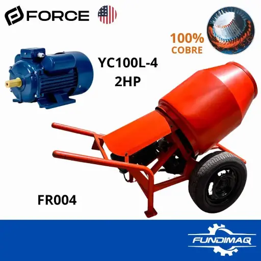 KIT MEZCLADORA TIPO CARRETILLA 5P3 FR004 MOTOR ELECTRICO MONOFASICO FORCE 2HP YC100L-4