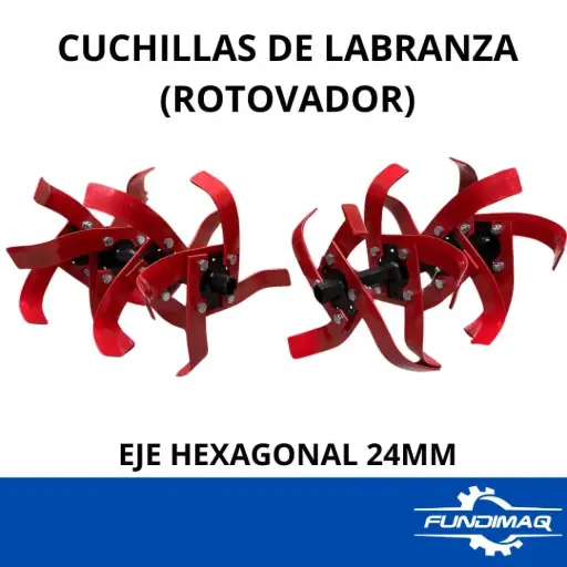 CUCHILLAS DE LABRANZA (ROTOVADOR) 4-4 FRONTAL PARA MOTOCULTOR EJE HEXAGONAL 24MM