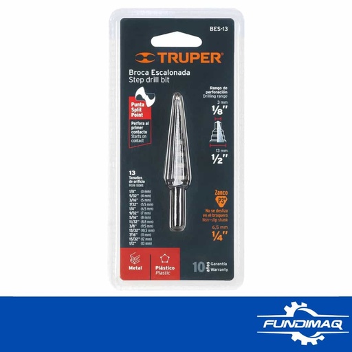 BROCA 9 ESCALONADA TRUPER 1/4 - 3/4" 