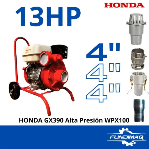 [WPX100GX390] KIT MOTOBOMBA 4" WPX100 GX390 HONDA 13HP ALTA PRESION