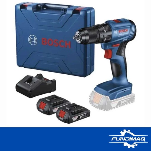 TALADRO PERCUTOR INALAMBRICO 18V BOSCH GSB 185 -LI DOBLE BATERIA Y MALETIN SIN CARBON